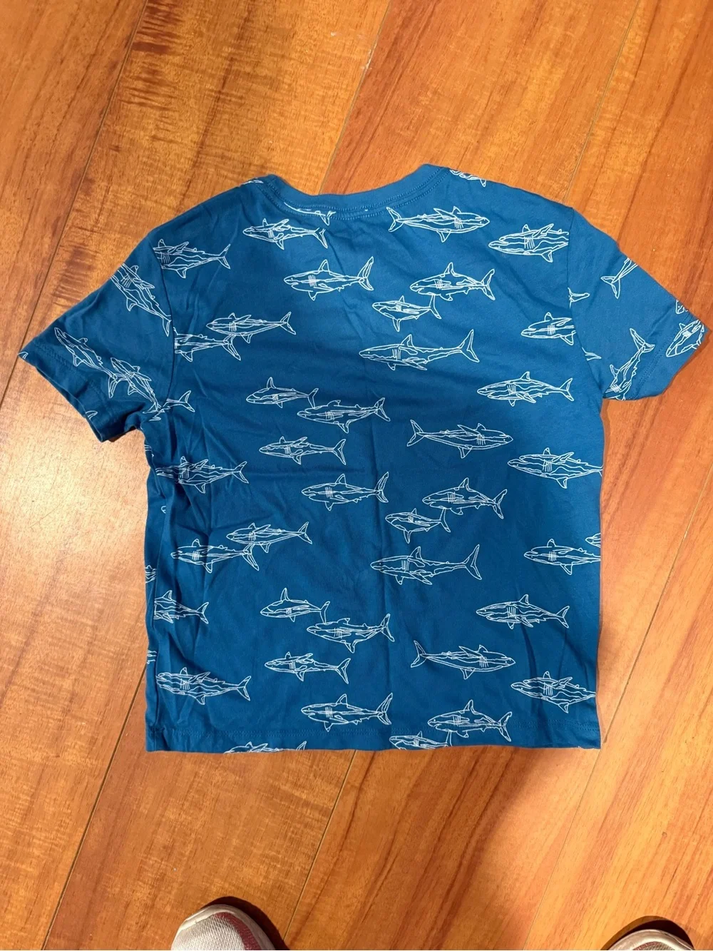 Old Navy Blue Shark Print Short Sleeve Tee
